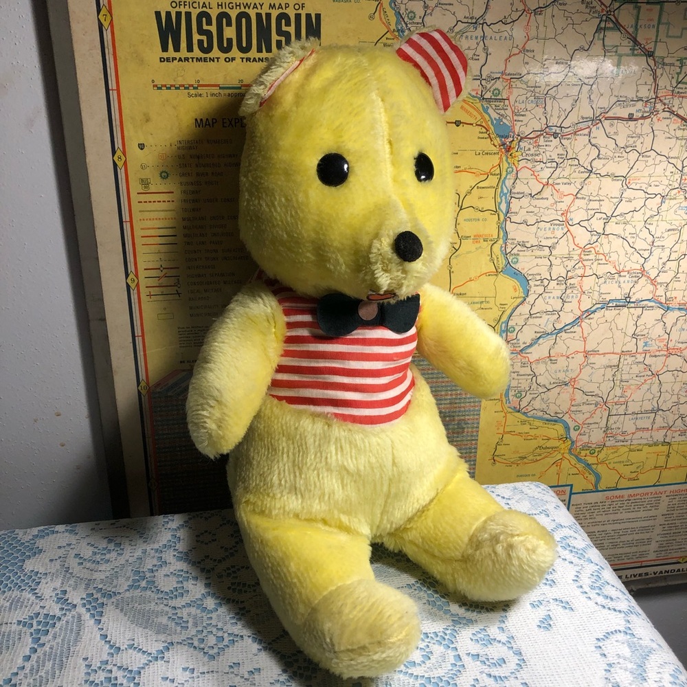SOLD! Vintage Yellow Winnie The Pooh Type Plush Bear